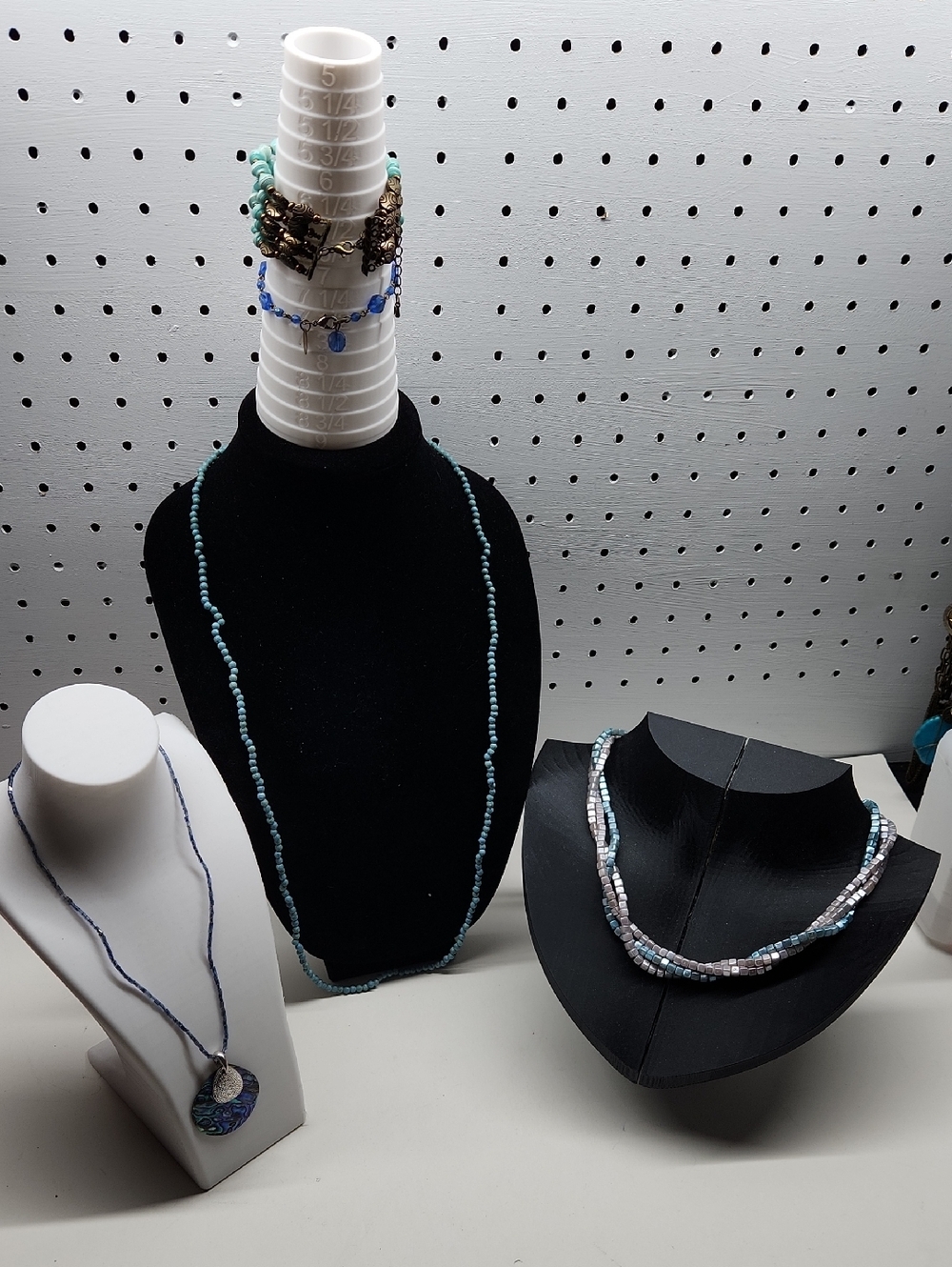 Handcrafted Blue and Turquoise Beaded Necklace Set by